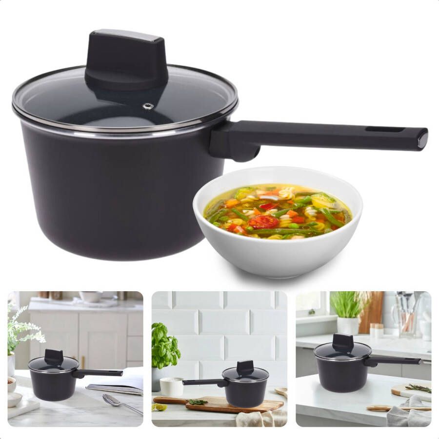 Cheqo Steelpan met Deksel Alle Warmtebronnen Ook voor Inductie Kookpan Ø18cm Aluminium