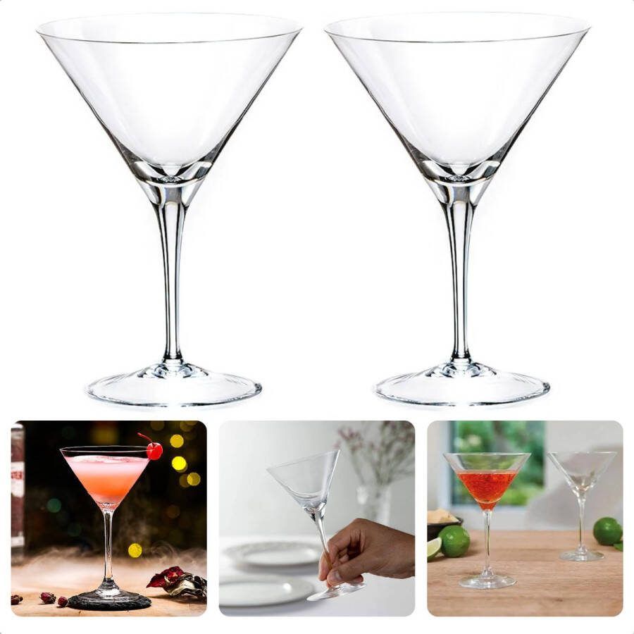 Cheqo Sterke Cocktailglazen van Kristal Martiniglas Martiniglazen Martini Glazen 35cl Set van 2 Kristallen Cocktailglazen Horeca Kwaliteit