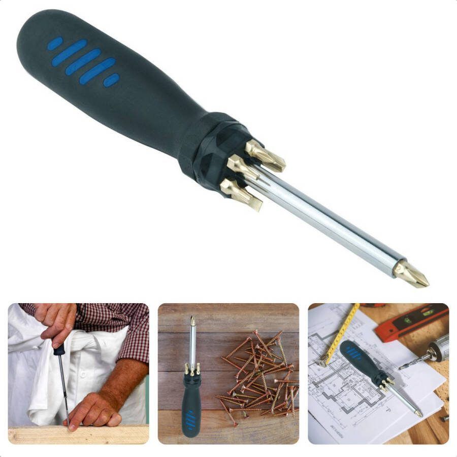 Cheqo Telescoop Schroevendraaier met Bits 60cm Uitschuifbaar 7 Bits Kruiskop PH1 PH2 PH3 Sleuf 5 7mm Torx T-15 T-20 Magneethouder Handgereedschap Klusgereedschap Schroevendraaiset Multifunctioneel