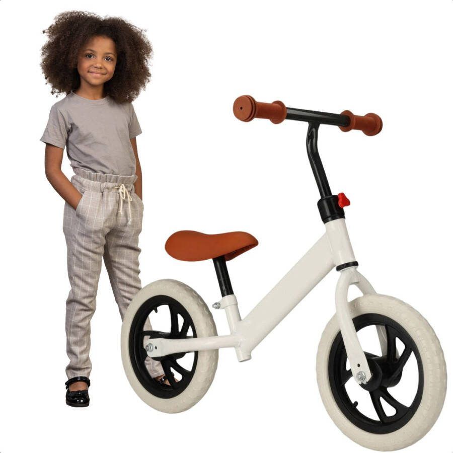 Cheqo Witte Loopfiets voor Kinderen 1-4 Jaar Kindvriendelijk EVA-banden Geschikt voor Kinderen van 80-120 cm Lichtgewicht Design