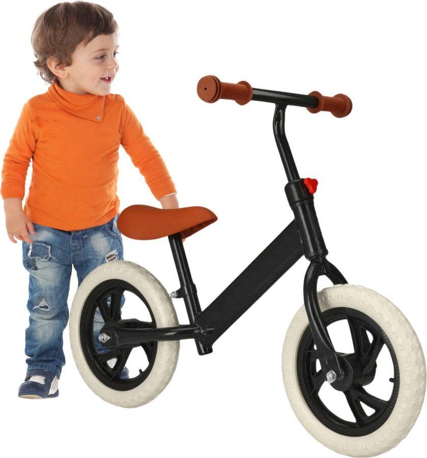 Cheqo Zwarte Loopfiets voor Kinderen 1-4 jaar Kinderloopfiets met EVA Banden 30 cm Diameter Banden