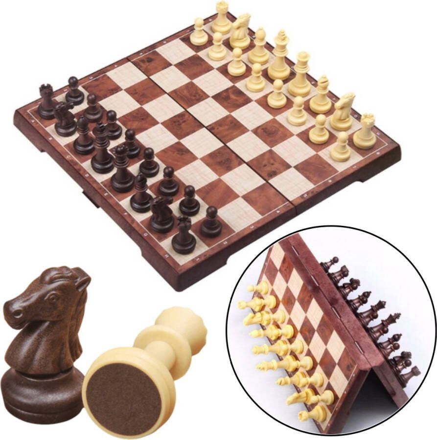 Chess&Checkers Schaakbord Schaakspel Schaakset Dambord Schaakstukken Damstukken Damspel Magnetisch 31 x 31 CM + Schaak sleutelhanger