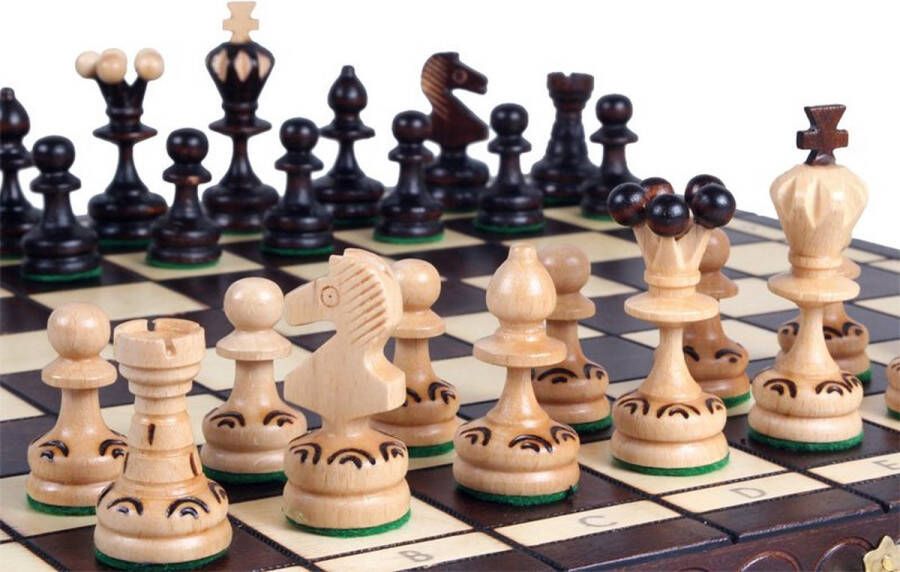 Chess the Game Decoratief Schaakspel Klein houten schaakbord met decoratieve schaakstukken Bestseller!