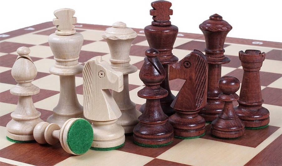 Chess the Game Klassieke schaakstukken met schaakbord Haagbeukenhout!