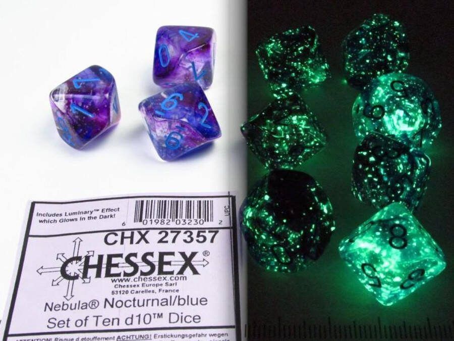 Chessex 10-Die Set Nebula D10 Nocturnal Blue