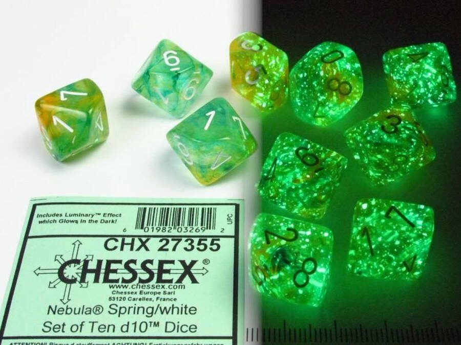 Chessex 10-Die Set Nebula D10 Spring White