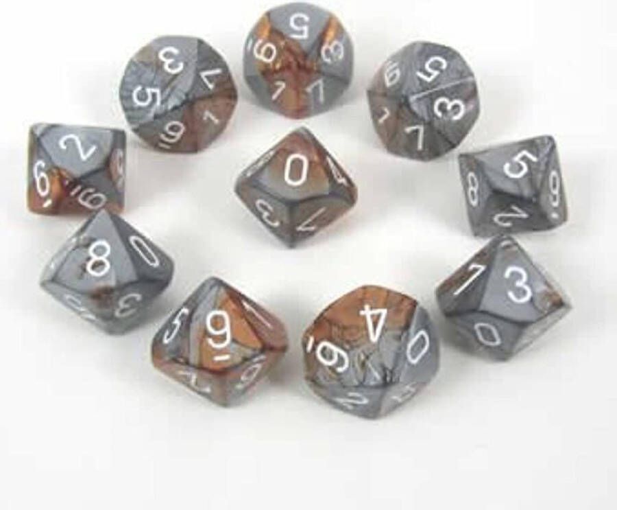 Chessex 10 x D10 Set Gemini Copper-Steel White