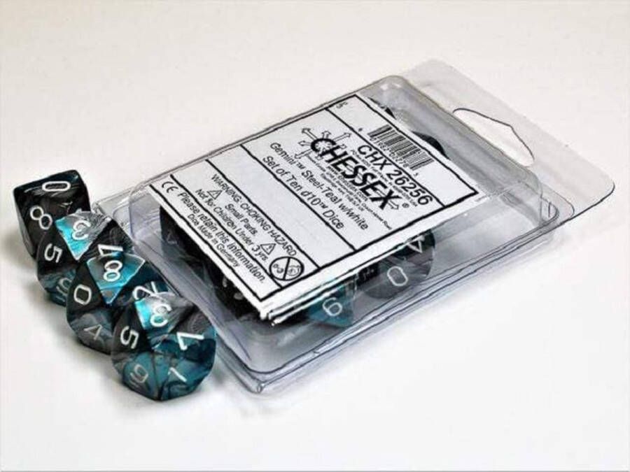 Chessex 10 x D10 Set Gemini Steel-Teal White