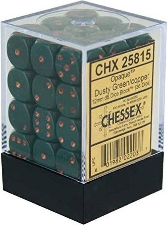 Chessex 36-Die Set Opaque 12mm Dusty Green Copper