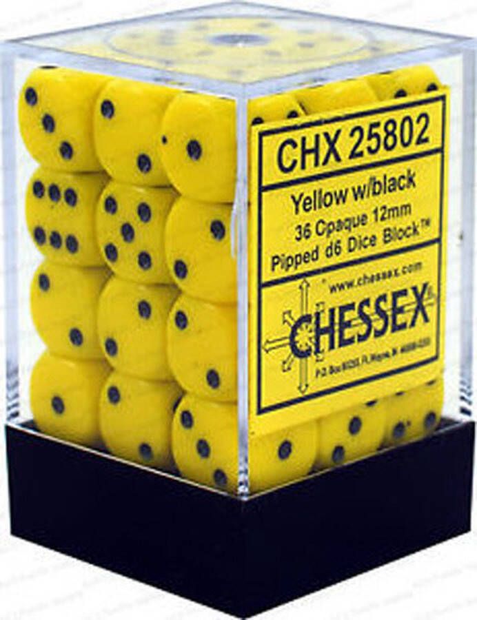 Chessex 36-Die Set Opaque 12mm Yellow Black