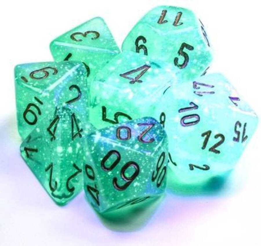 Chessex 7-Die set Borealis Luminary Light Green Gold