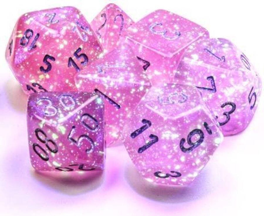 Chessex 7-Die set Borealis Luminary Pink Silver