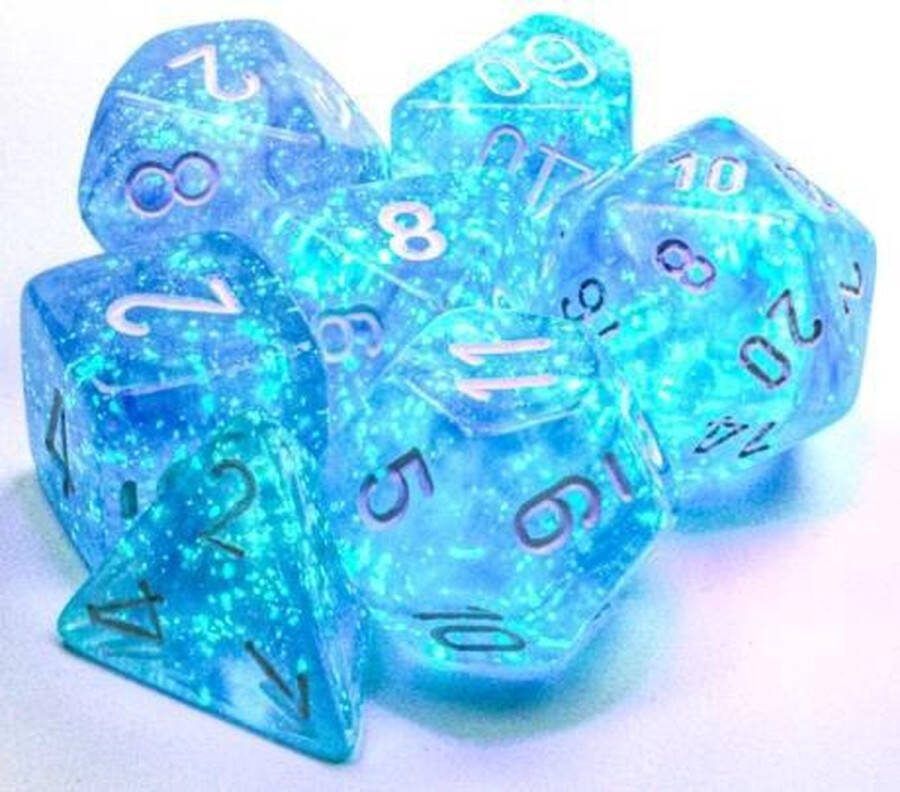 Chessex 7-Die set Borealis Luminary Sky Blue White