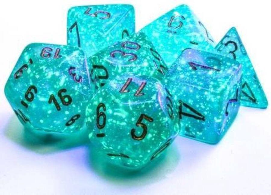Chessex 7-Die set Borealis Luminary Teal Gold