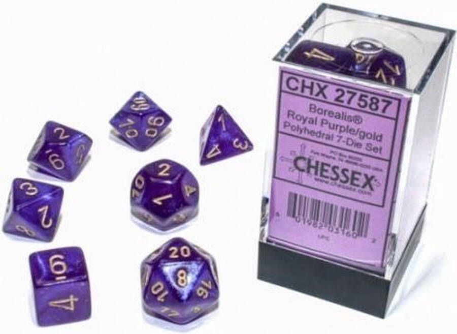Chessex 7-Die set Borealis Royal Purple Gold