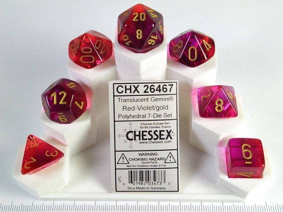 Chessex 7-Die set Gemini Translucent Red-Violet Gold