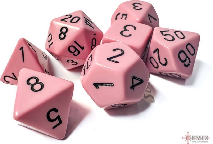 Chessex 7-Die set Opaque Pastel Pink Black