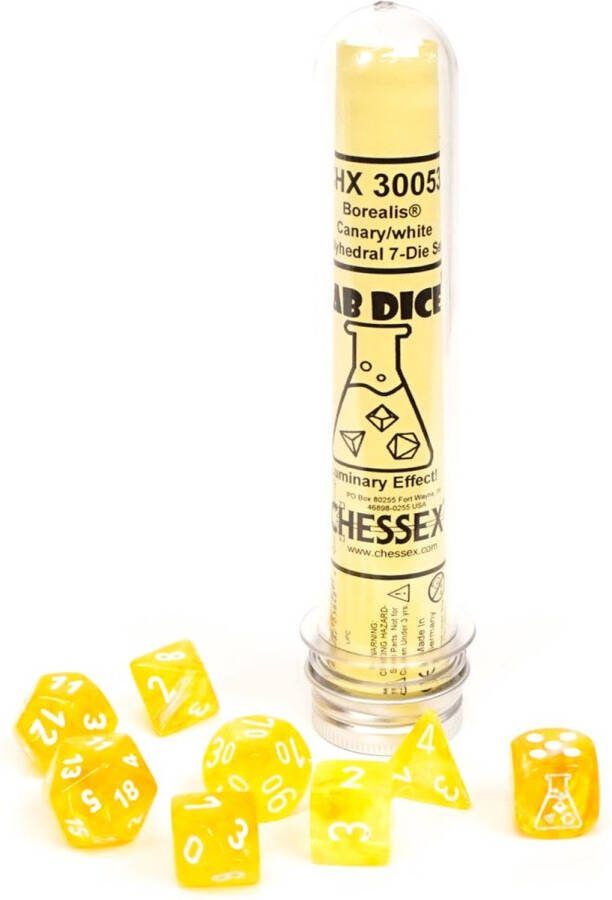 Chessex 8-Die set Lab Dice Borealis Luminary Canary White