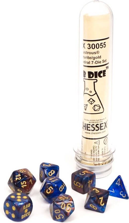 Chessex 8-Die set Lab Dice Lustrous Azurite Gold