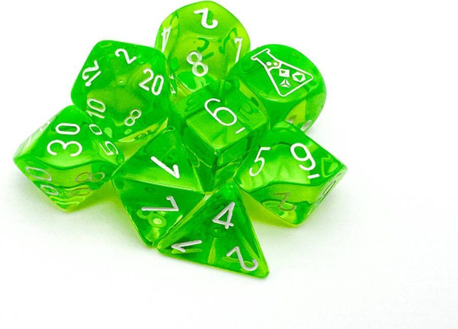 Chessex 8-Die set Lab Dice Translucent Rad Green White
