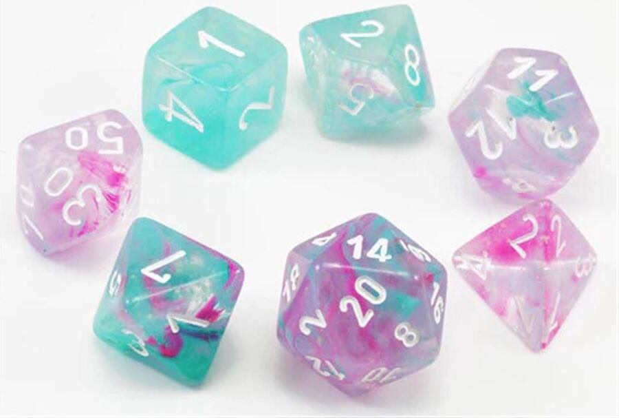 Chessex Nebula Mini-Polyhedral Wisteria white Dobbelsteen Set (7 stuks)