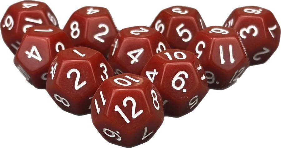Chessex Diceshop 12-kantige dobbelsteen (SET van 10 STUKS) D12 Bruin Wit