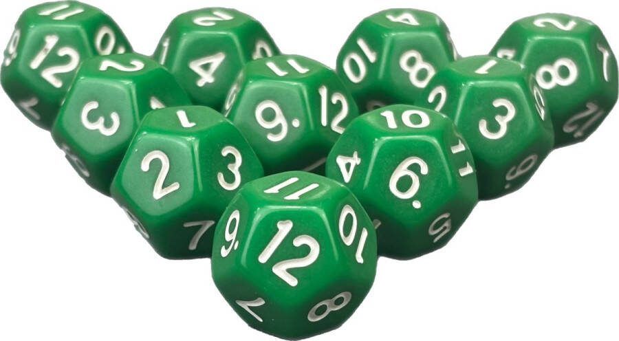 Chessex Diceshop 12-kantige dobbelsteen (SET van 10 STUKS) D12 Groen Wit