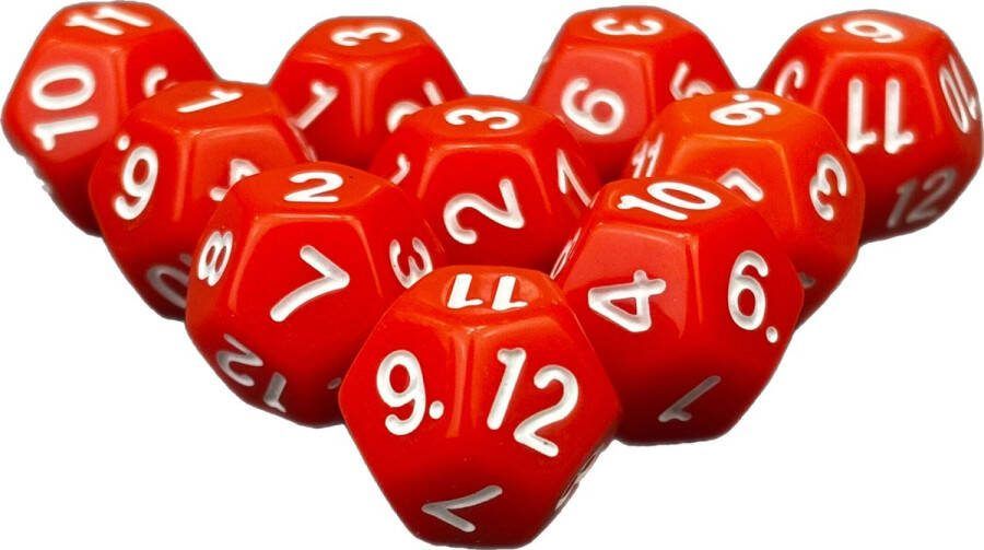 Chessex Diceshop 12-kantige dobbelsteen (SET van 10 STUKS) D12 Oranje Wit
