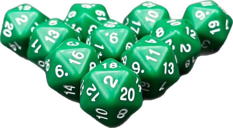 Chessex Diceshop 20-kantige dobbelsteen (SET van 10 STUKS) D20 Groen Wit