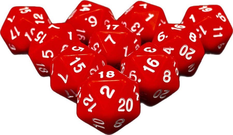 Chessex Diceshop 20-kantige dobbelsteen (SET van 10 STUKS) D20 Oranje Wit