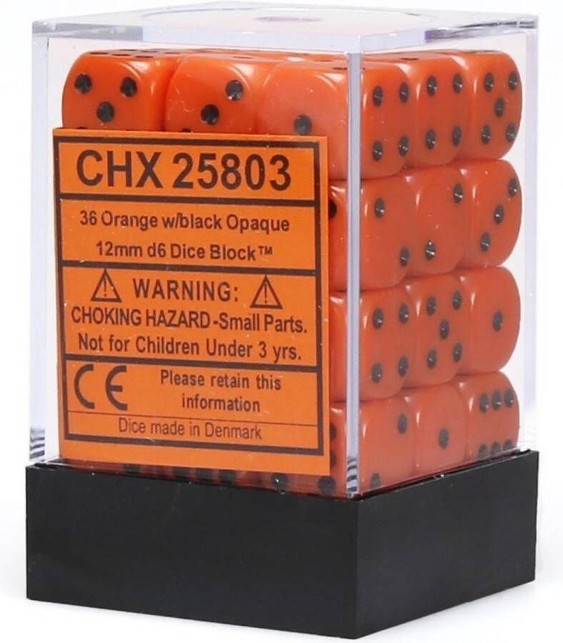 Chessex Dobbelsteen Set Oranje Zwart 12mm (36stuks)