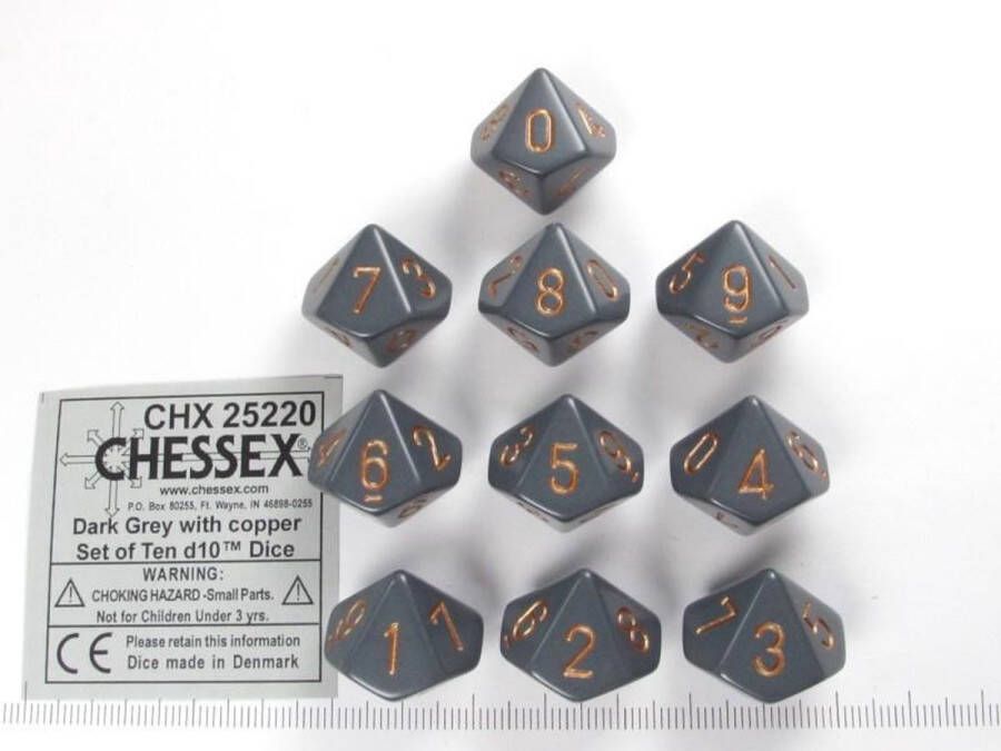 Chessex Opaque Dusty Green gold D10 Dobbelsteen Set (10 stuks)