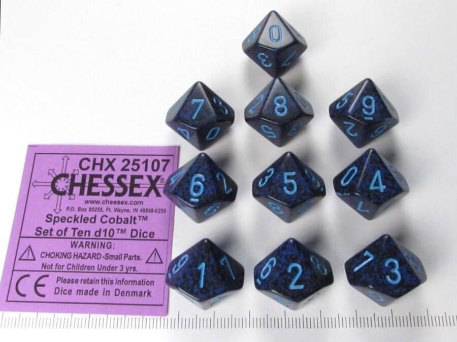 Chessex Cobalt Speckled D10 Dobbelsteen Set (10 stuks)