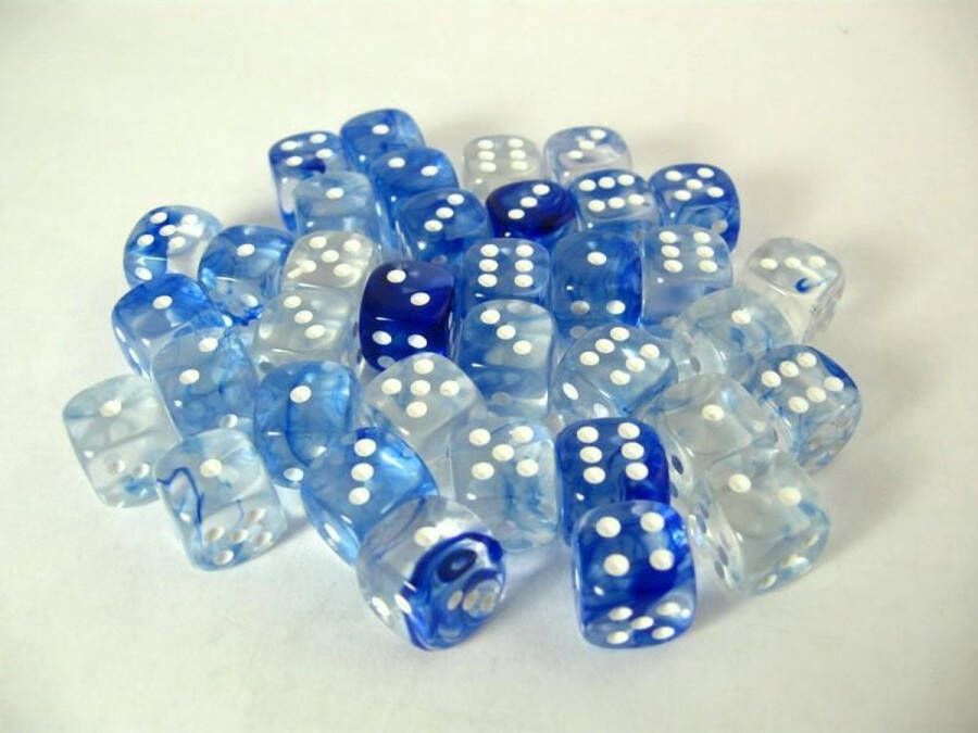 Chessex dobbelstenen set 36 6-zijdig 12 mm Nebula dark blue w white