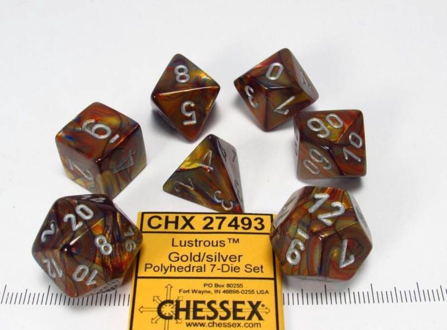 Chessex Lustrous Gold silver Polydice Dobbelsteen Set (7 stuks)