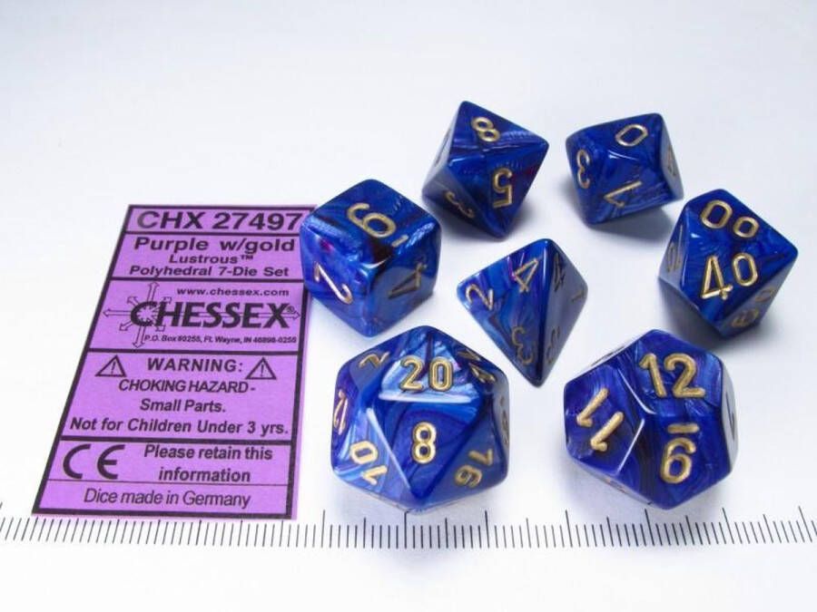 Chessex Lustrous Purple gold Polydice Dobbelsteen Set (7 stuks)