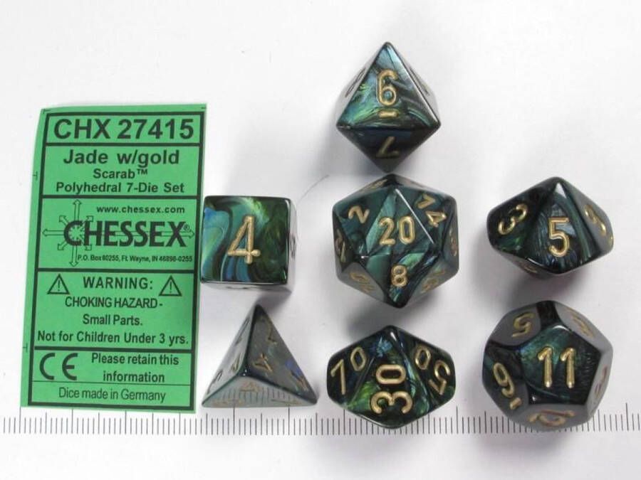 Chessex Scarab Jade gold Polydice Dobbelsteen Set (7 stuks)