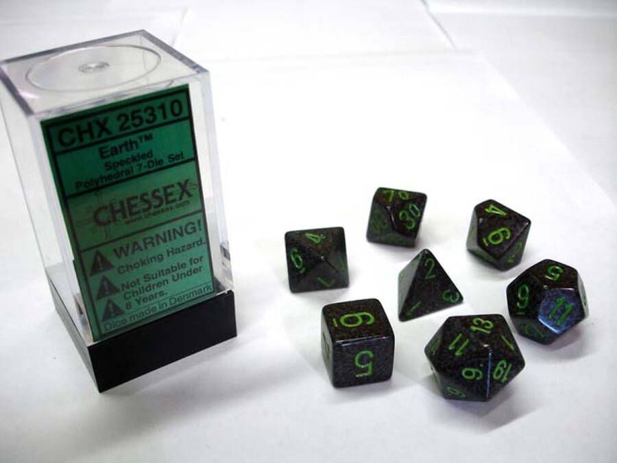 Chessex Aarde Gespikkelde Polydice Dobbelsteen Set