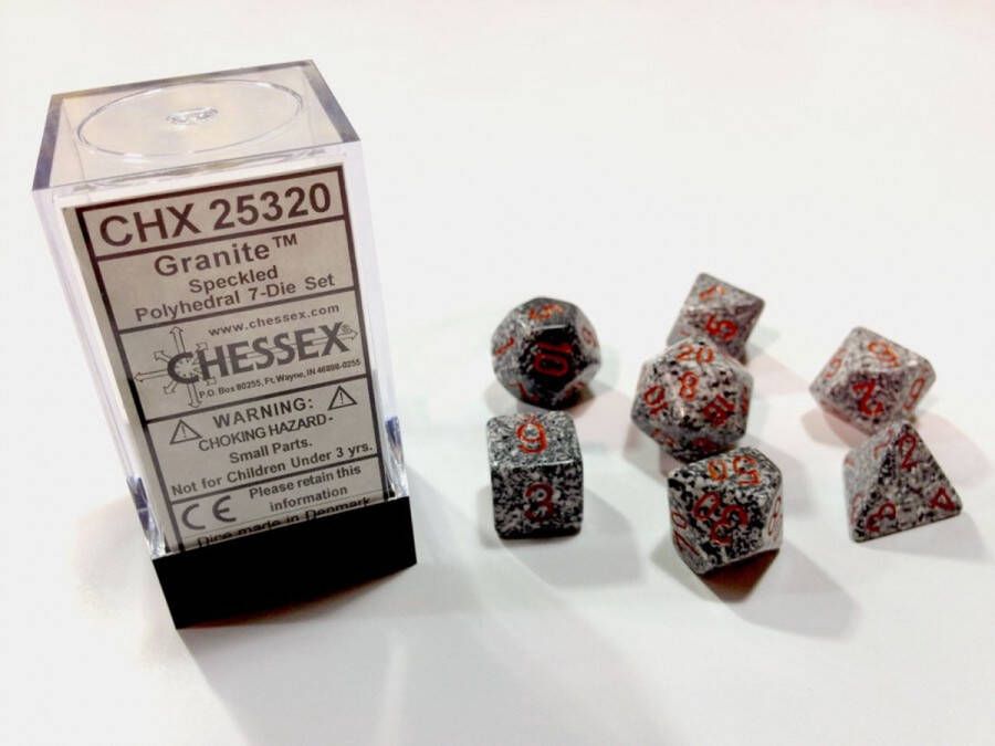 Chessex dobbelstenen set 7 polydice Speckled Granite
