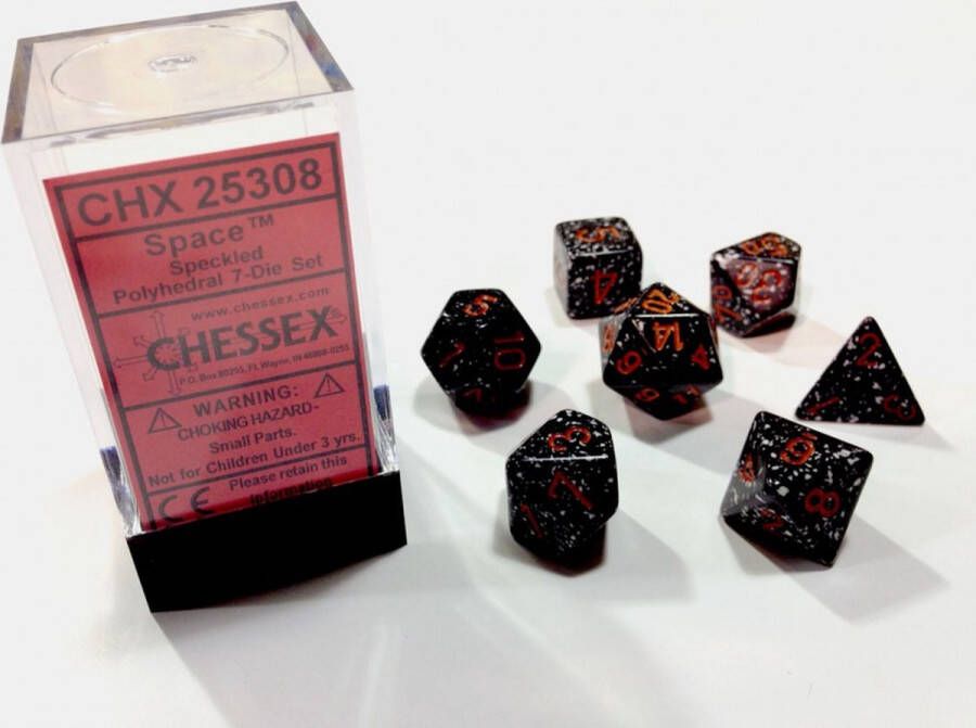 Chessex Space gespikkelde polydice dobbelsteenset 7 stuks