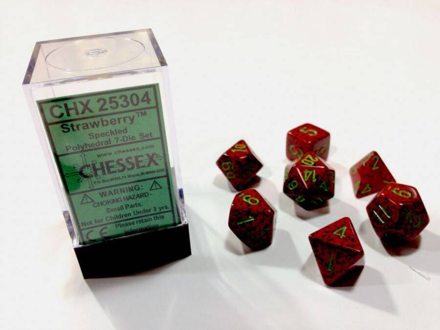 Chessex dobbelstenen set 7 polydice Speckled Strawberry