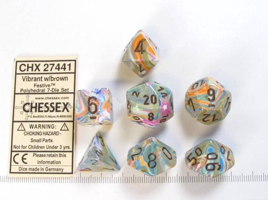 Chessex Feestelijk Vibrant bruin Polydice Dobbelsteenset (7 stuks)