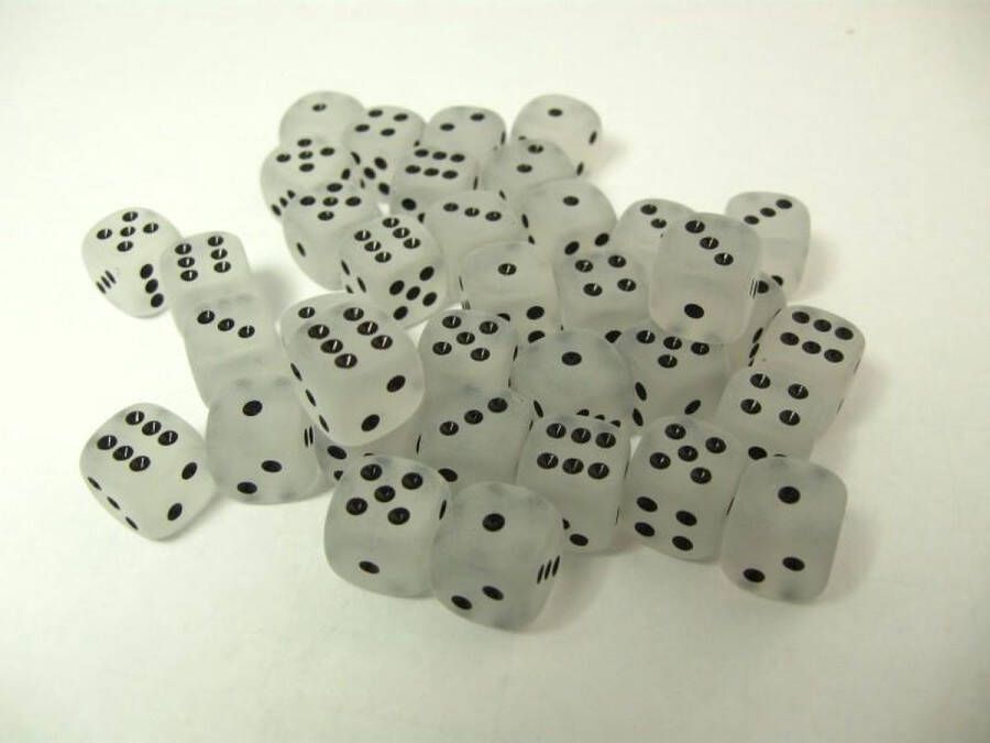 Chessex Frosted Helder Zwart D6 12mm Dobbelsteen Set (36 stuks)