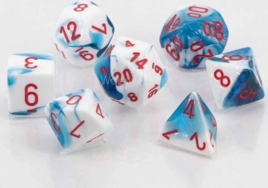 Chessex Gemini Astral blauw-wit-rood Polydice Dobbelsteen Set (7 stuks)