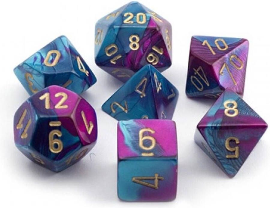 Chessex Gemini Blauw-Paars goud Polydice Dobbelsteen Set (7 stuks)