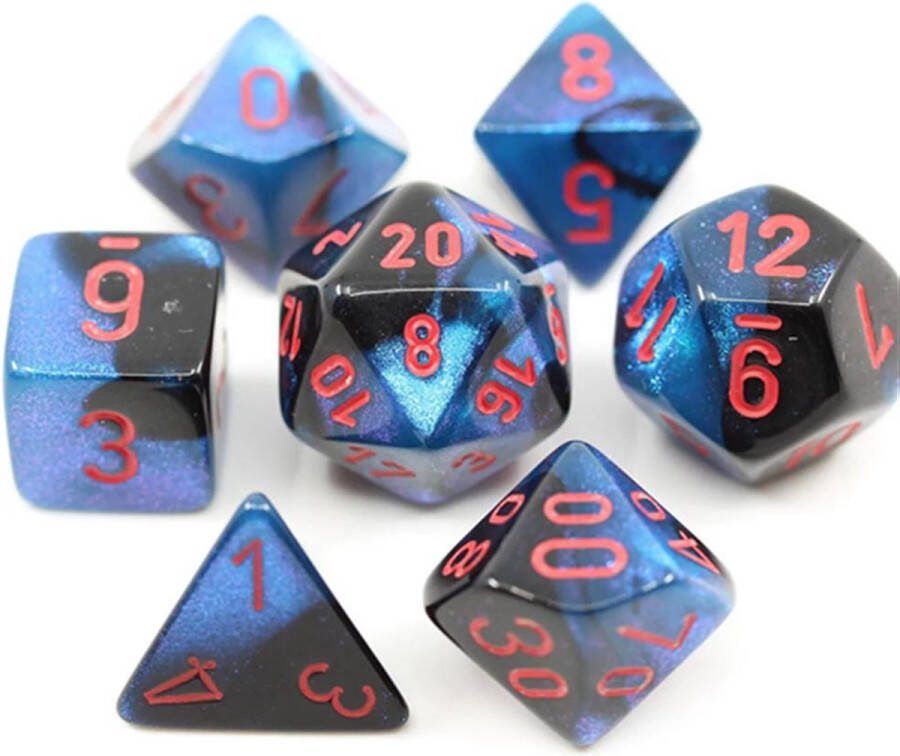 Chessex Gemini Mini-Polyhedral Black-Starlight™ red 7-Die Set