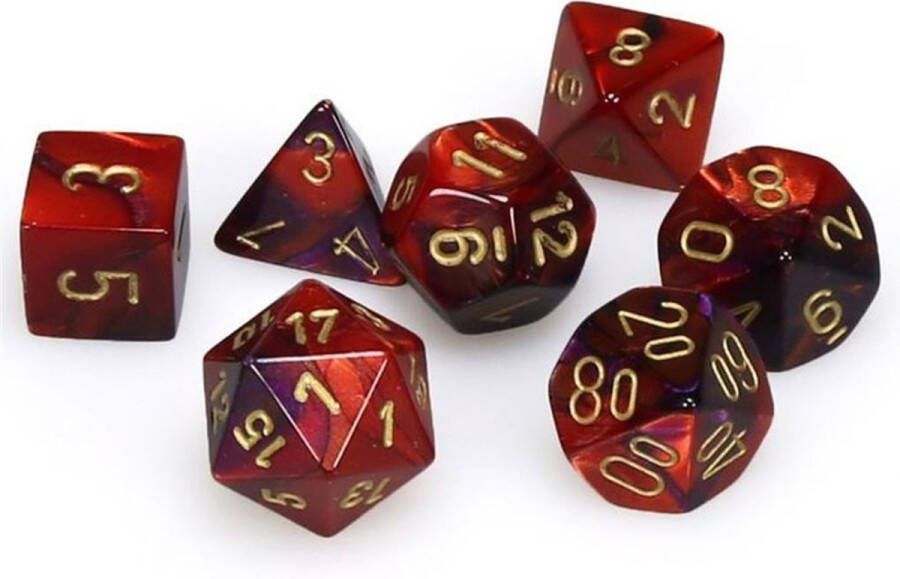Chessex Gemini Mini-Polyhedral Purple-Red gold Dobbelsteen Set (7 stuks)