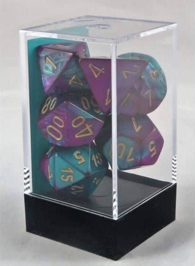 Chessex Gemini Purple-Teal gold Polydice Dobbelsteen Set (7 stuks)