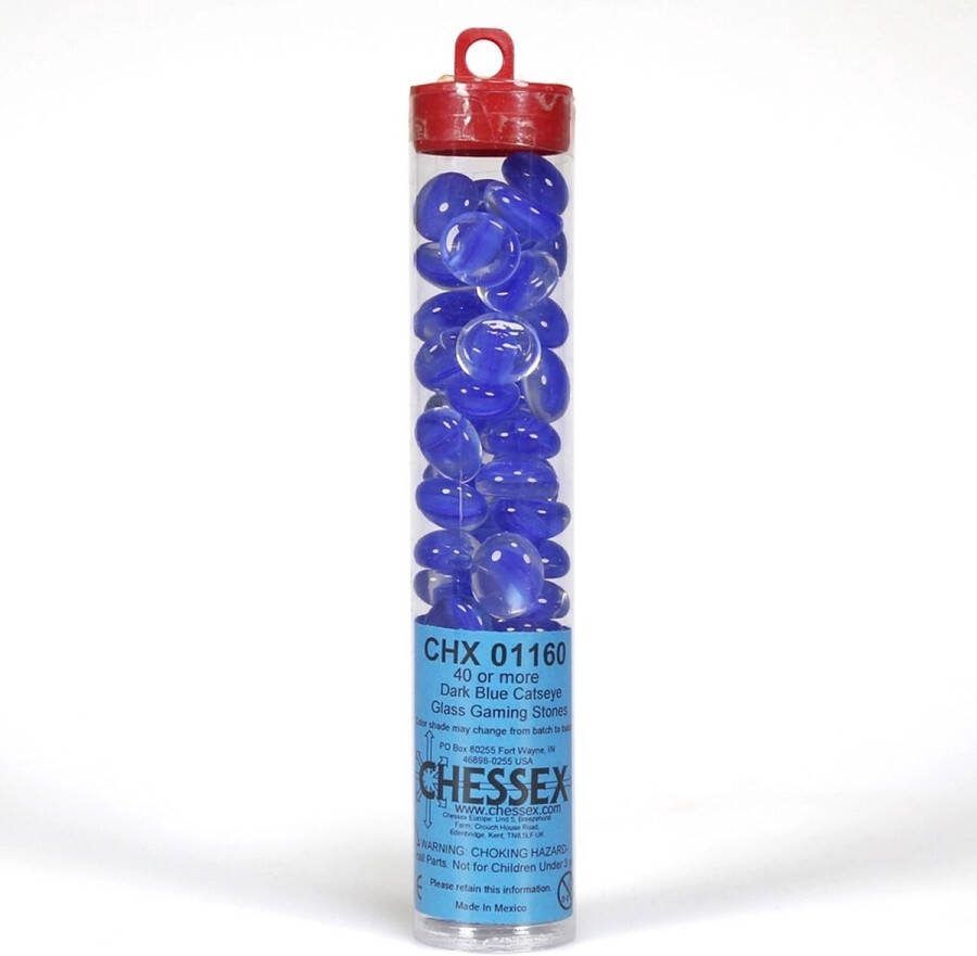 Chessex Glass Gaming Stones Catseye Dark Blue (40+)
