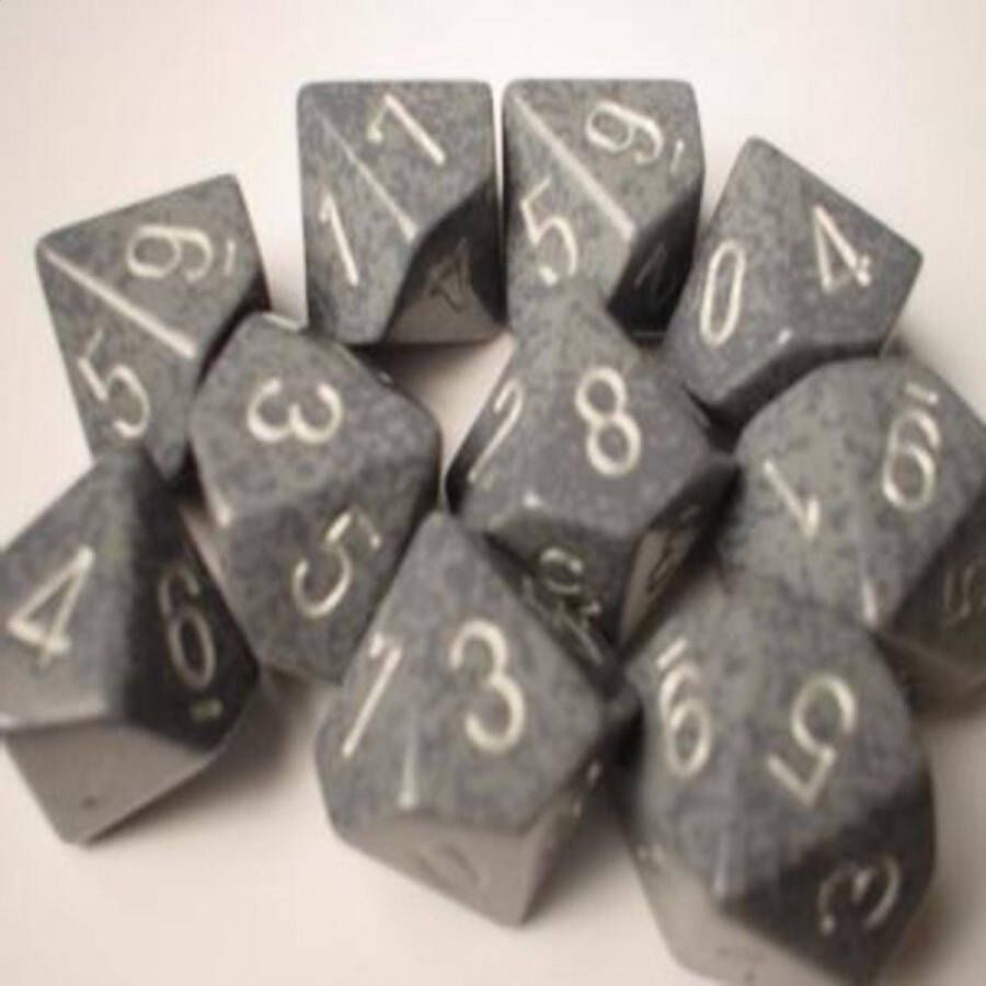 Chessex Hi-Tech Gespikkelde D10 Dobbelsteenset (10 stuks)